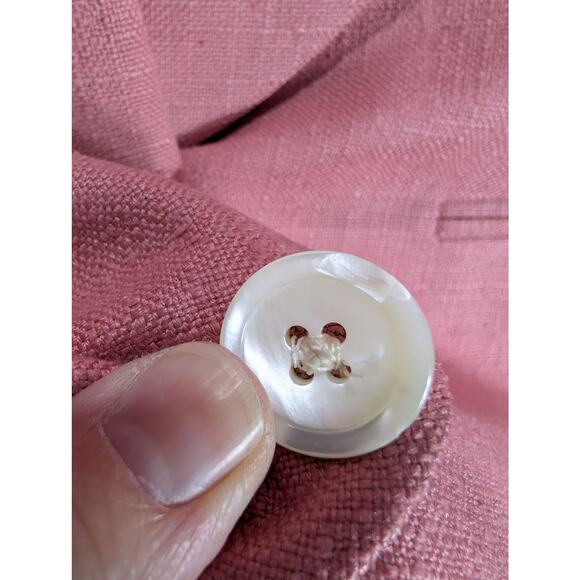 Vintage Burberry Blazer Womens Medium Pure Silk Pink Lined Jacket Preppy READ - Picture 8 of 11